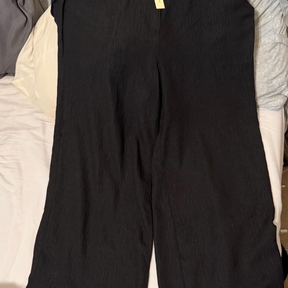 New With Tags Max Studio Nordstrom Black Textured Wide-Leg Pants